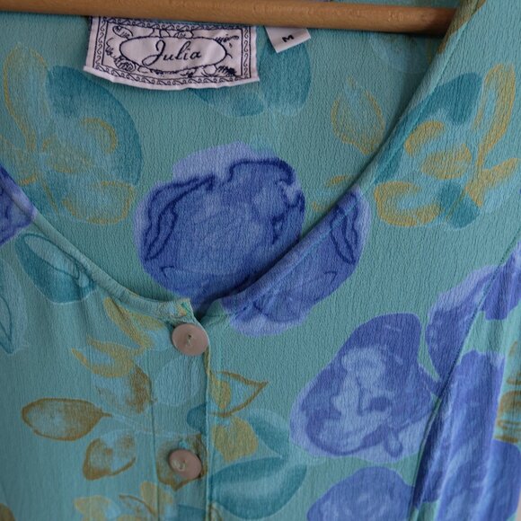 Vintage 1990s JULIA 100% Viscose Spring Summer Flowy Breathable Sundress Dress - Picture 9 of 12